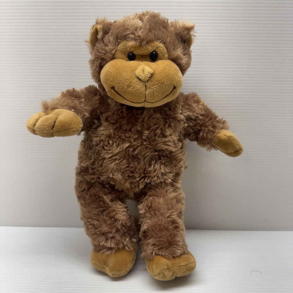 Teddy Mountain 10" Rosette Fur Brown Monkey  Stuffed Animal Plush Toy